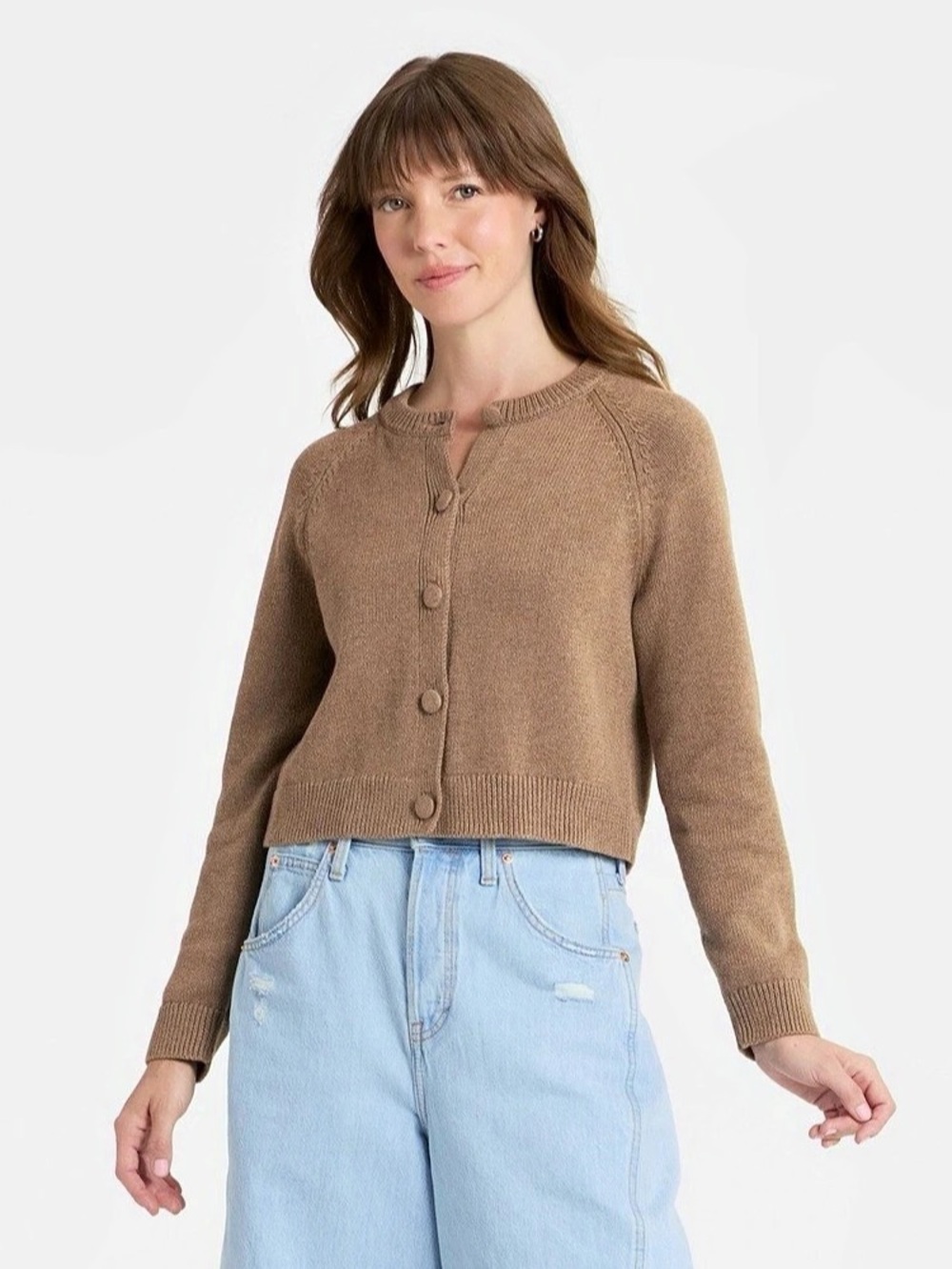 Universal Thread Iconic Cotton Cardigan Brown Small
